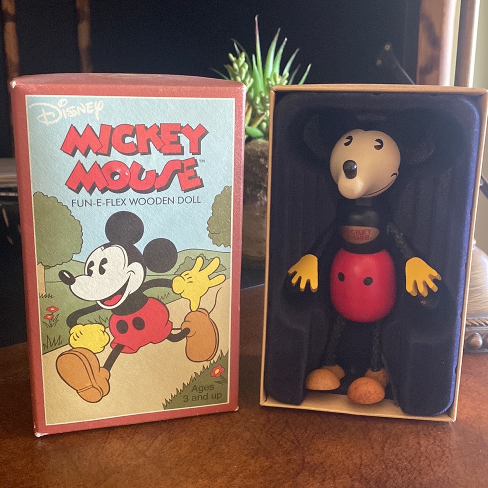 NWT NIB Disney Mickey Mouse Fun-e-flex wooden doll Retro collection by Schylling